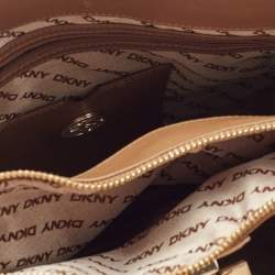 Pre Owned DKNY Beige Leather Beekman French Whipstitch Trim Tote