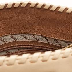 Pre Owned DKNY Beige Leather Beekman French Whipstitch Trim Tote