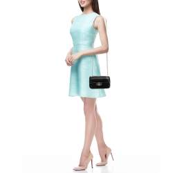 Pre Owned DKNY Black Lizard Embossed Leather Mini Flap Chain Shoulder Bag