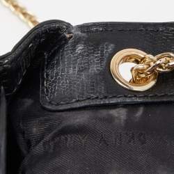 Pre Owned DKNY Black Lizard Embossed Leather Mini Flap Chain Shoulder Bag