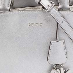 Pre Owned DKNY Silver Leather Charm Satchel