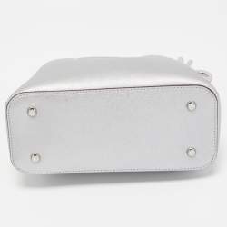 Pre Owned DKNY Silver Leather Charm Satchel