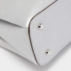 Pre Owned DKNY Silver Leather Charm Satchel