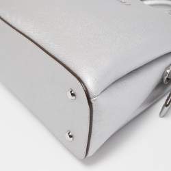 Pre Owned DKNY Silver Leather Charm Satchel