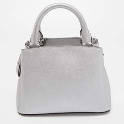 Pre Owned DKNY Silver Leather Charm Satchel