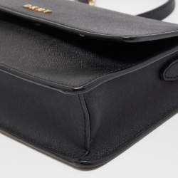 Pre Owned DKNY Black Leather Flap Chain Shoulder Bag