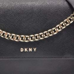 Pre Owned DKNY Black Leather Flap Chain Shoulder Bag