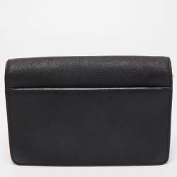 Pre Owned DKNY Black Leather Flap Chain Shoulder Bag