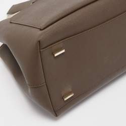 Pre Owned DKNY Dark Beige Leather Front Pocket Top Handle Bag