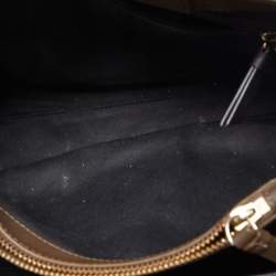 Pre Owned DKNY Dark Beige Leather Front Pocket Top Handle Bag