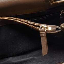 Pre Owned DKNY Dark Beige Leather Front Pocket Top Handle Bag