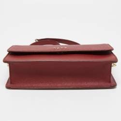Pre Owned DKNY Red Leather Flap Chain Shoulder Bag