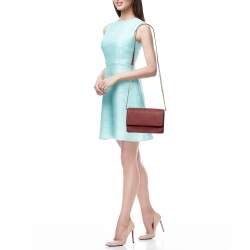 Pre Owned DKNY Red Leather Flap Chain Shoulder Bag