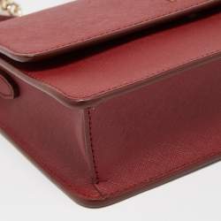 Pre Owned DKNY Red Leather Flap Chain Shoulder Bag