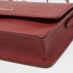 Pre Owned DKNY Red Leather Flap Chain Shoulder Bag