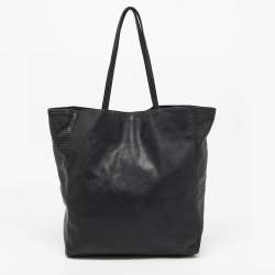 Pre Owned DKNY Black Perforated Leather Shopper Tote