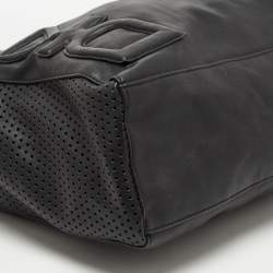 Pre Owned DKNY Black Perforated Leather Shopper Tote