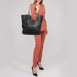 Pre Owned DKNY Black Perforated Leather Shopper Tote