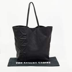 Pre Owned DKNY Black Perforated Leather Shopper Tote