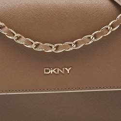 Pre Owned DKNY Beige Leather Flap Chain Shoulder Bag