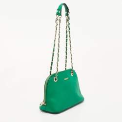 Pre Owned Dkny Green Leather Dome Chain Shoulder Bag
