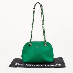 Pre Owned Dkny Green Leather Dome Chain Shoulder Bag