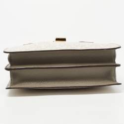 Pre Owned DKNY Grey/Off White Signature Coated Canvas and Leather Padlock Charm Satchel