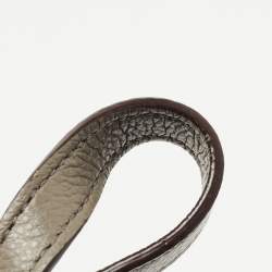 Pre Owned DKNY Grey/Off White Signature Coated Canvas and Leather Padlock Charm Satchel