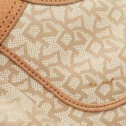 Pre Owned Dkny Beige/Light Green Monogram Canvas and Leather Buckle Baguette Bag 