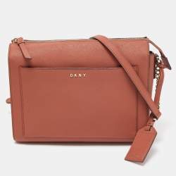 Dkny Brown Leather Ava Zip Crossbody Bag