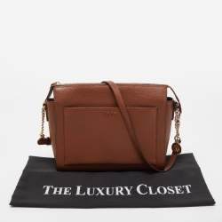 Pre Owned DKNY Brown Leather Ava Zip Crossbody Bag