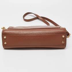 Pre Owned DKNY Brown Leather Ava Zip Crossbody Bag