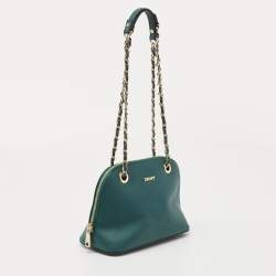 Pre Owned DKNY Dark Green Leather Dome Shoulder Bag