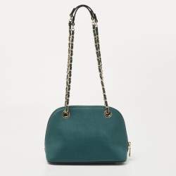 Pre Owned DKNY Dark Green Leather Dome Shoulder Bag