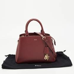 Pre Owned DKNY Burgundy Faux Leather Paige Satchel