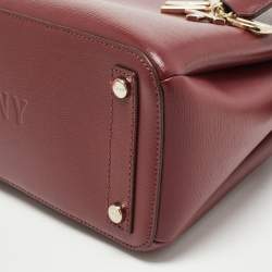 Pre Owned DKNY Burgundy Faux Leather Paige Satchel