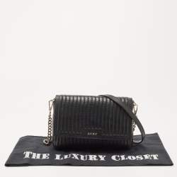 Pre Owned DKNY Black Quilted Leather Gansevoort Flap Shoulder Bag