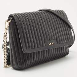 Pre Owned DKNY Black Quilted Leather Gansevoort Flap Shoulder Bag