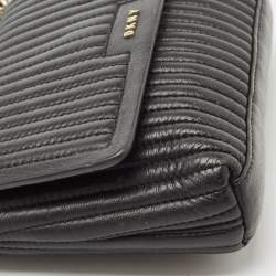 Pre Owned DKNY Black Quilted Leather Gansevoort Flap Shoulder Bag