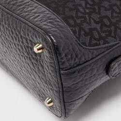 Dkny Grey/Black Monogram Canvas and Leather Dome Satchel