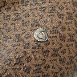 Pre Owned DKNY Brown Monogram Coated Canvas and Leather Logo Flap Top Handle Bag