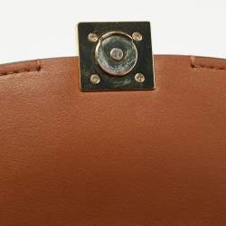 Pre Owned DKNY Brown Monogram Coated Canvas and Leather Logo Flap Top Handle Bag