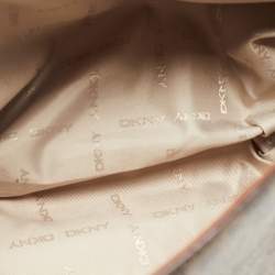 Pre Owned DKNY Brown Monogram Coated Canvas and Leather Logo Flap Top Handle Bag