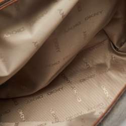 Pre Owned DKNY Brown Monogram Coated Canvas and Leather Logo Flap Top Handle Bag