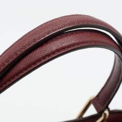 Pre Owned Dkny Burgundy Saffiano Leather Middle Zip Tote