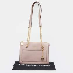Pre Owned DKNY Pink Leather Bryant Top Zip Shoulder Bag