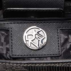 Pre Owned DKNY Metallic Dark Grey Lizard Embossed Leather Tote