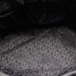 Pre Owned DKNY Metallic Dark Grey Lizard Embossed Leather Tote