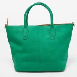 Pre Owned Dkny Green Leather Top Zip Tote