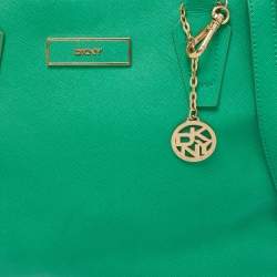 Pre Owned Dkny Green Leather Top Zip Tote